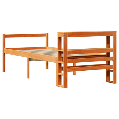vidaXL Bettgestell mit Kopfteil ohne Matratze Wachsbraun 90x200 cm
