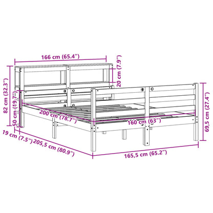 vidaXL Bettgestell mit Kopfteil ohne Matratze Weiß 160x200 cm