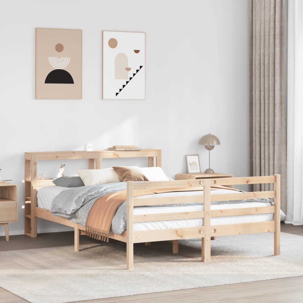 vidaXL Bettgestell mit Kopfteil ohne Matratze Weiß 160x200 cm