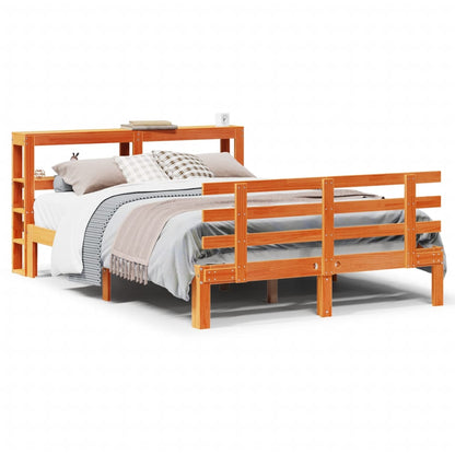 vidaXL Bettgestell mit Kopfteil ohne Matratze Wachsbraun 120x190 cm