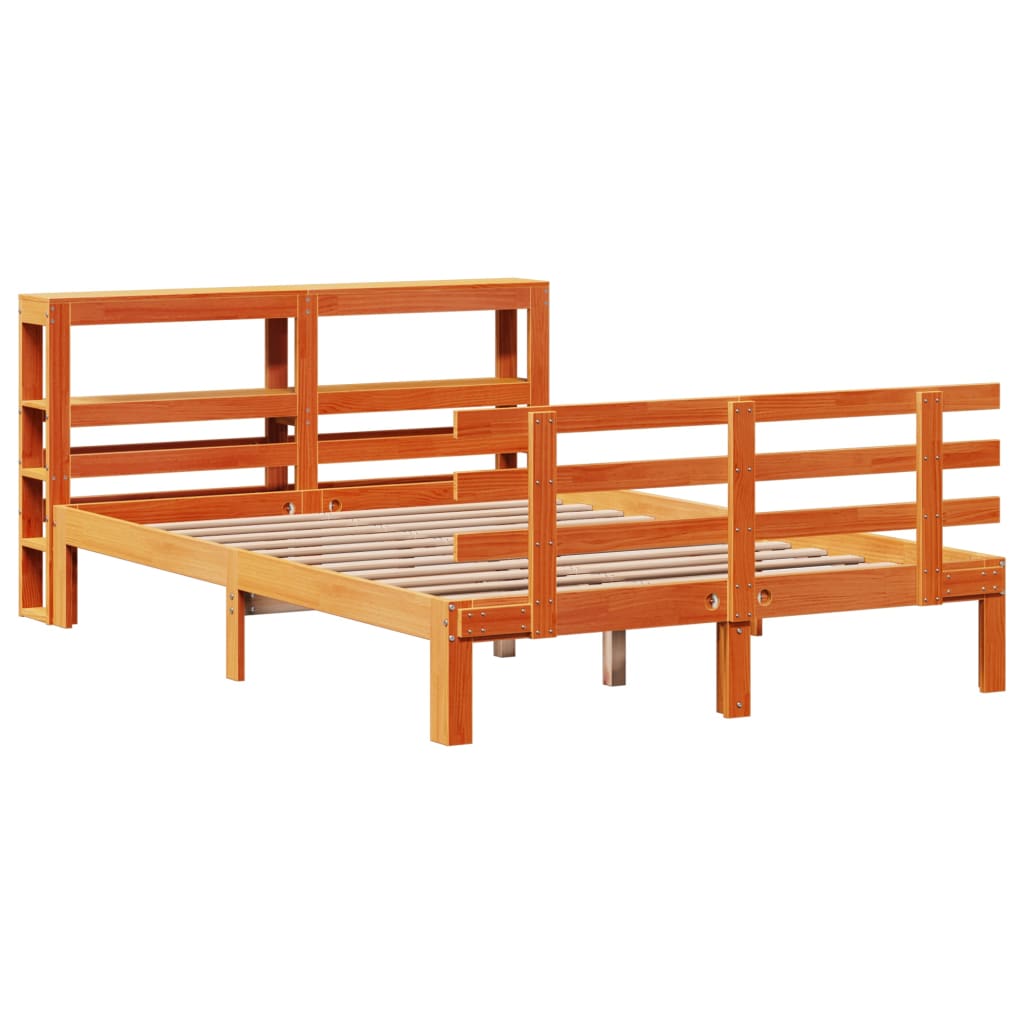 vidaXL Bettgestell mit Kopfteil ohne Matratze Wachsbraun 120x190 cm