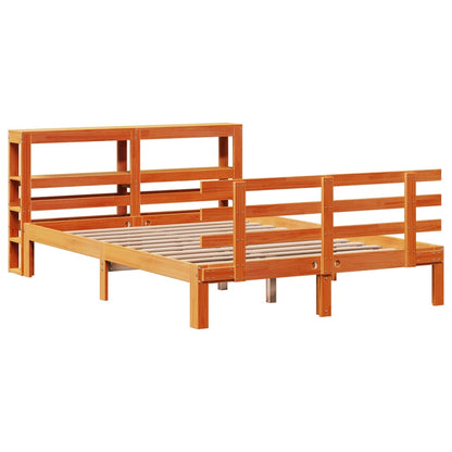 vidaXL Bettgestell mit Kopfteil ohne Matratze Wachsbraun 120x190 cm