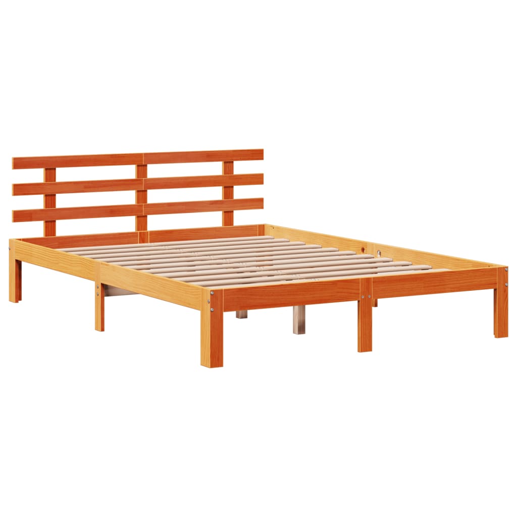 vidaXL Bettgestell mit Kopfteil ohne Matratze Wachsbraun 120x190 cm