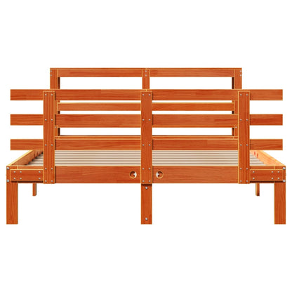 vidaXL Bettgestell mit Kopfteil ohne Matratze Wachsbraun 120x190 cm
