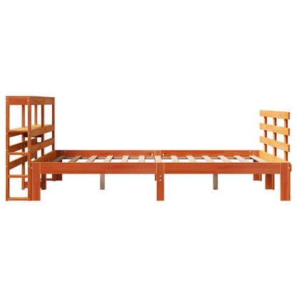 vidaXL Bettgestell mit Kopfteil ohne Matratze Wachsbraun 120x190 cm