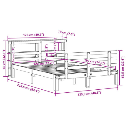vidaXL Bettgestell mit Kopfteil ohne Matratze Wachsbraun 120x190 cm