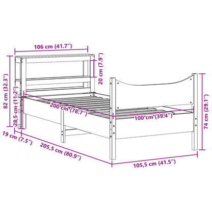 vidaXL Massivholzbett mit Kopfteil Wachsbraun 100x200 cm Kiefer
