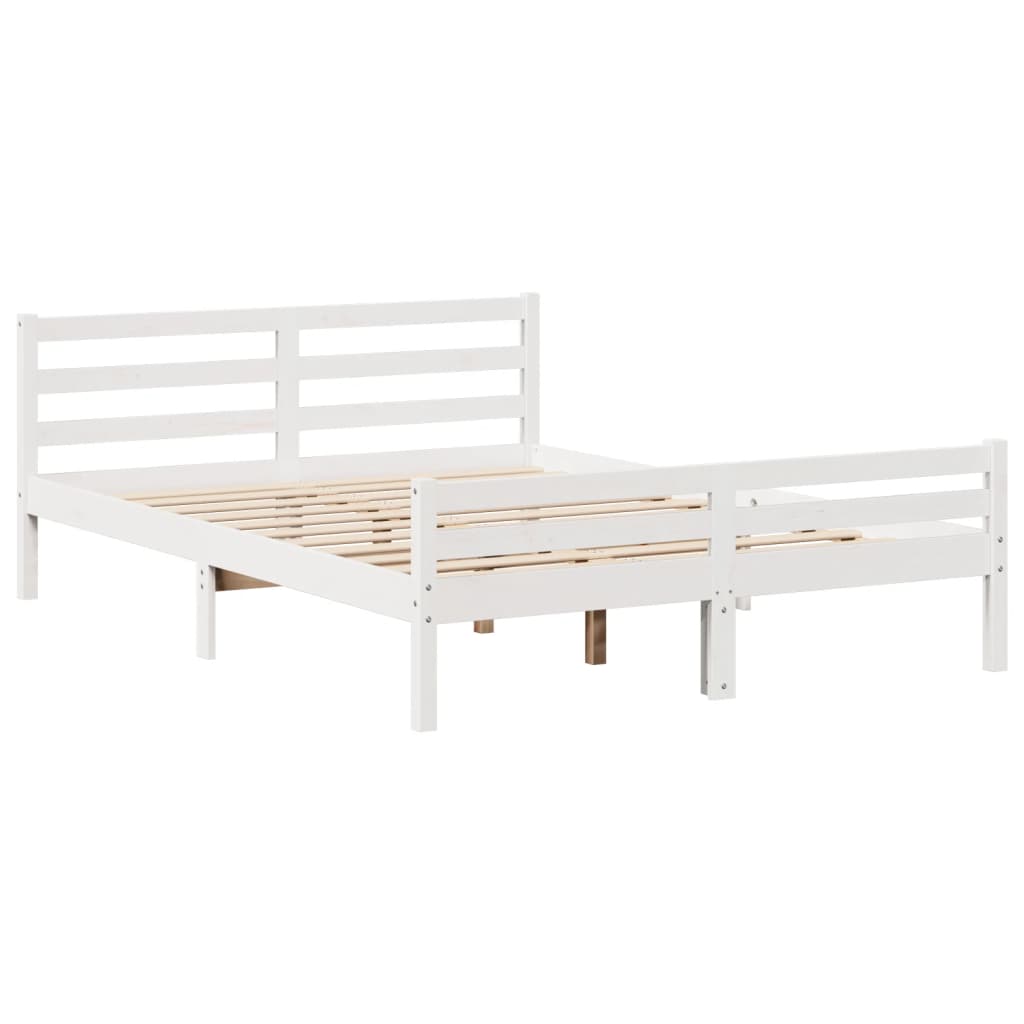 vidaXL Bettgestell mit Kopfteil ohne Matratze Weiß 160x200 cm