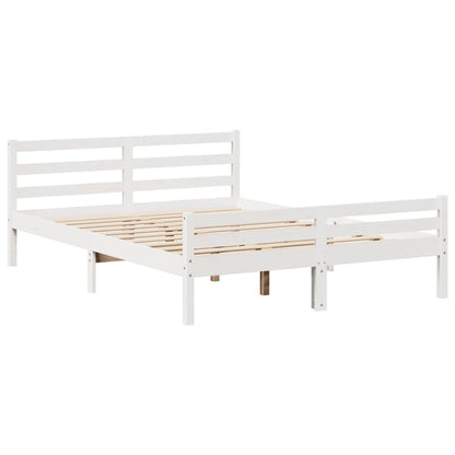 vidaXL Bettgestell mit Kopfteil ohne Matratze Weiß 160x200 cm
