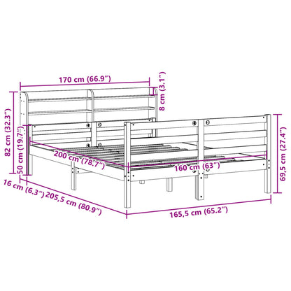 vidaXL Bettgestell mit Kopfteil ohne Matratze Weiß 160x200 cm