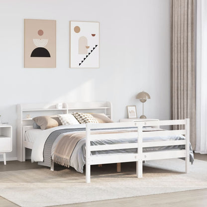 vidaXL Bettgestell mit Kopfteil ohne Matratze Weiß 160x200 cm