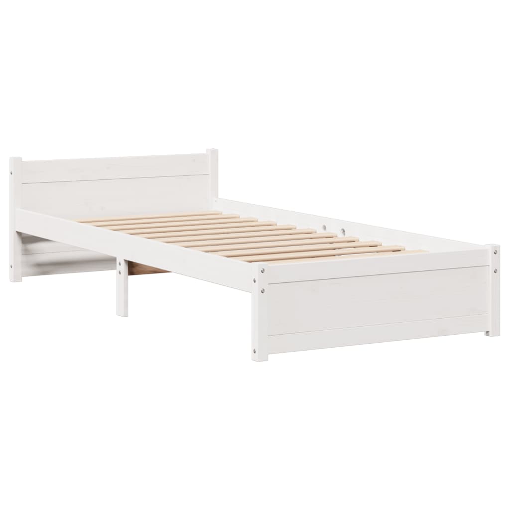 vidaXL Bettgestell mit Kopfteil ohne Matratze Weiß 90x190 cm