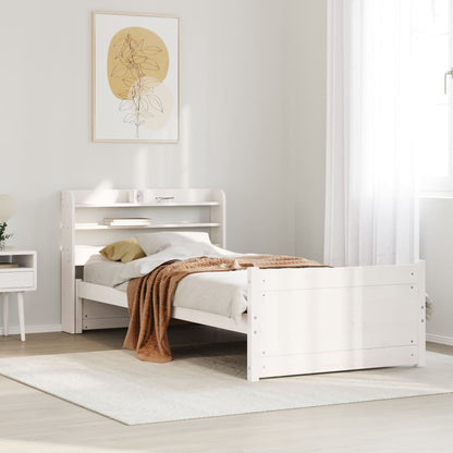 vidaXL Bettgestell mit Kopfteil ohne Matratze Weiß 90x190 cm