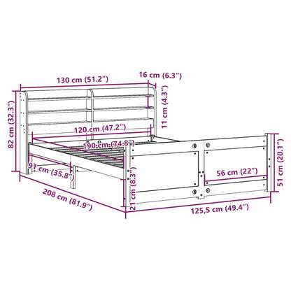 vidaXL Bettgestell mit Kopfteil ohne Matratze 120x190 cm