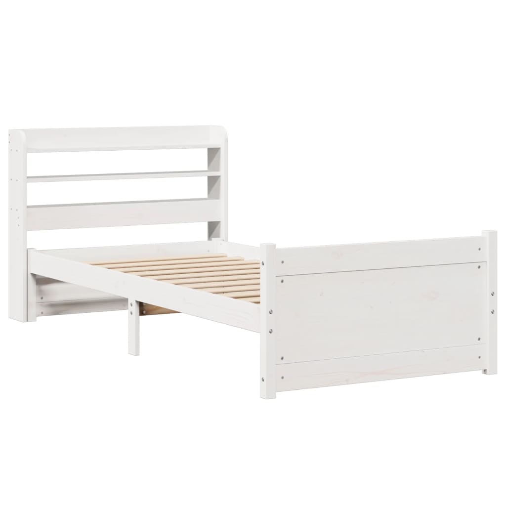 vidaXL Cadre de lit avec tête de lit sans matelas Blanc 100x200 cm