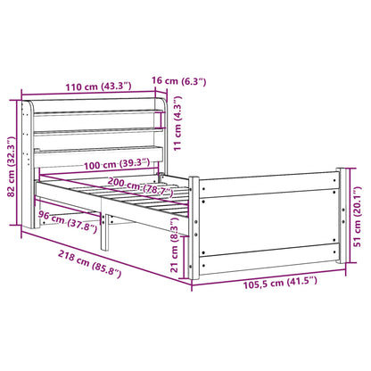 vidaXL Cadre de lit avec tête de lit sans matelas Blanc 100x200 cm