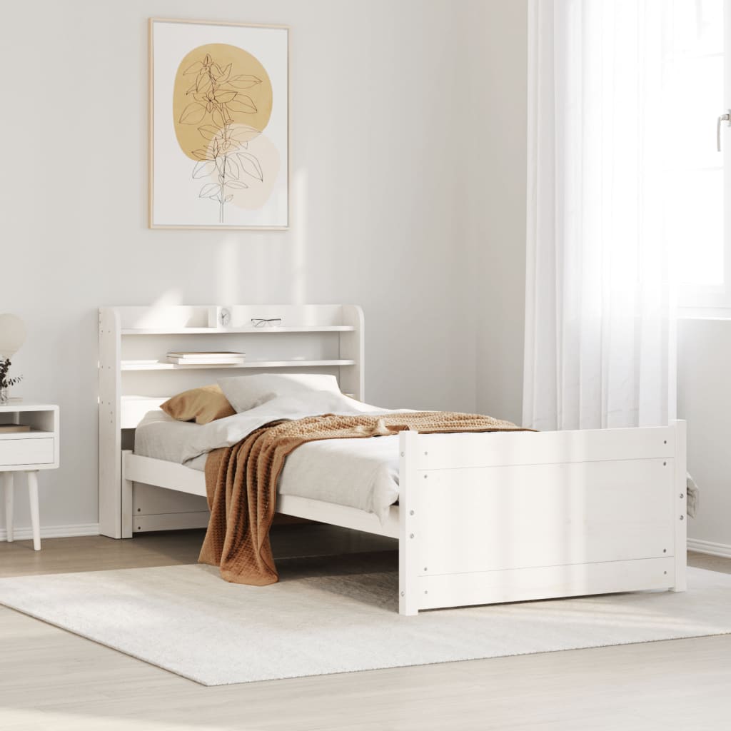 vidaXL Cadre de lit avec tête de lit sans matelas Blanc 100x200 cm