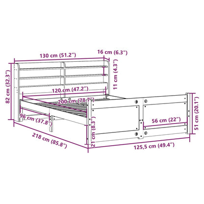 vidaXL Bettgestell mit Kopfteil ohne Matratze Weiß 120x200 cm