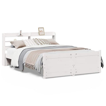 vidaXL Cadre de lit avec tête de lit sans matelas Blanc 140x200 cm
