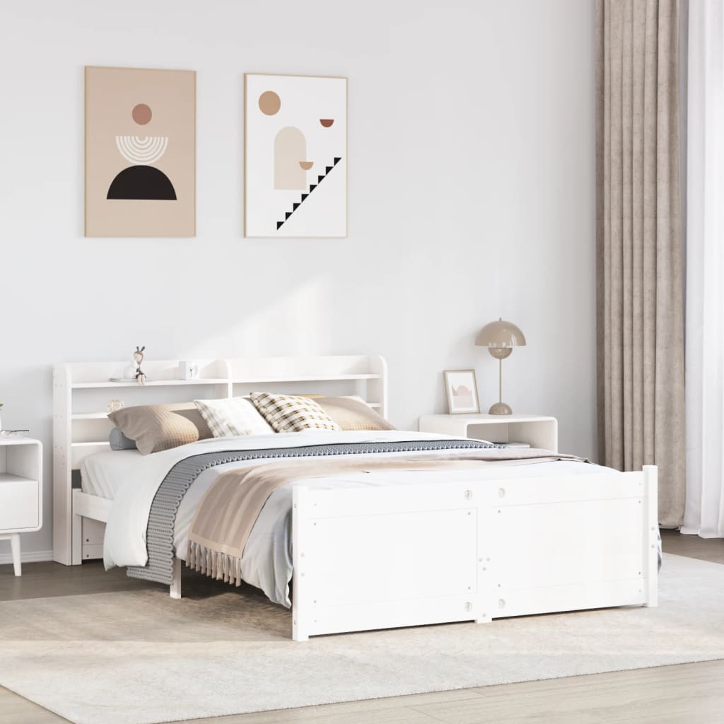 vidaXL Cadre de lit avec tête de lit sans matelas Blanc 150x200 cm