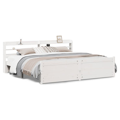 vidaXL Cadre de lit avec tête de lit sans matelas Blanc 180x200 cm