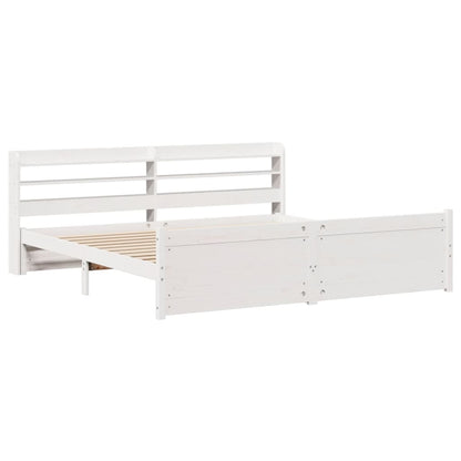 vidaXL Cadre de lit avec tête de lit sans matelas Blanc 180x200 cm