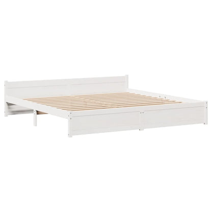 vidaXL Cadre de lit avec tête de lit sans matelas Blanc 180x200 cm