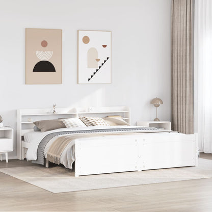 vidaXL Cadre de lit avec tête de lit sans matelas Blanc 180x200 cm