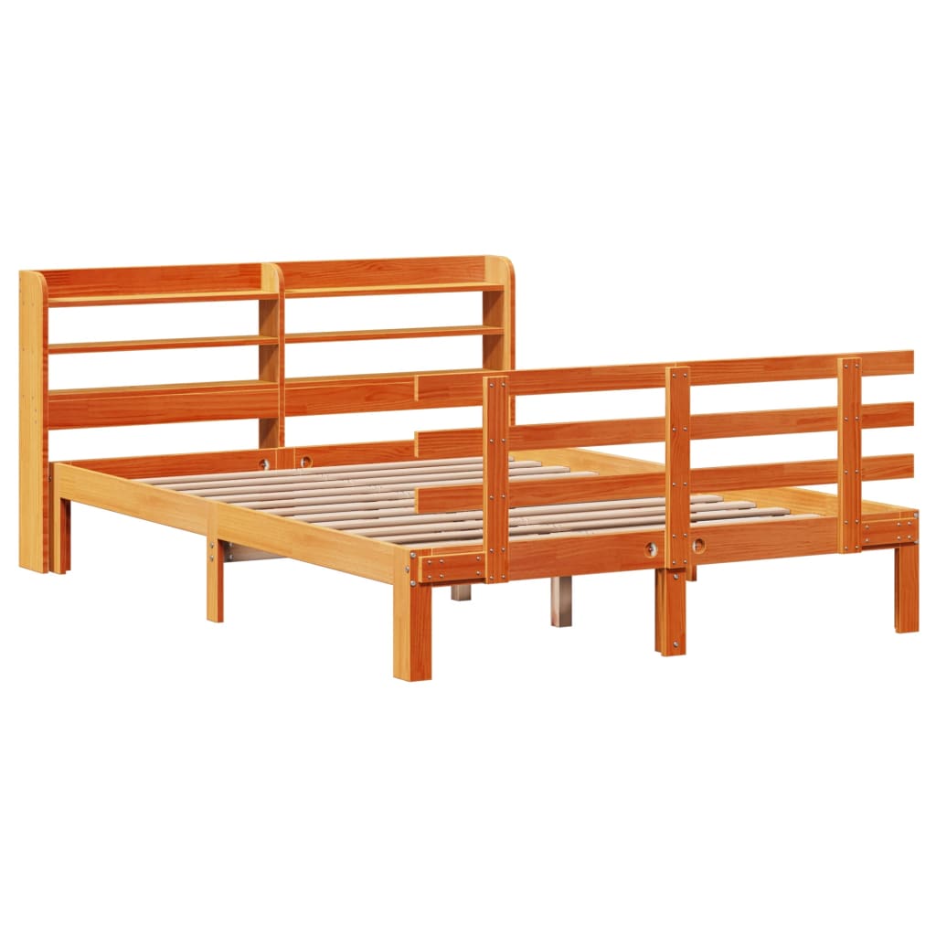vidaXL Bettgestell mit Kopfteil ohne Matratze Wachsbraun 120x190 cm