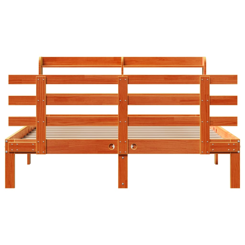 vidaXL Bettgestell mit Kopfteil ohne Matratze Wachsbraun 120x190 cm