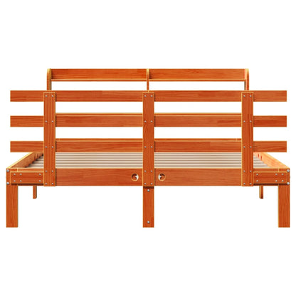 vidaXL Bettgestell mit Kopfteil ohne Matratze Wachsbraun 120x190 cm