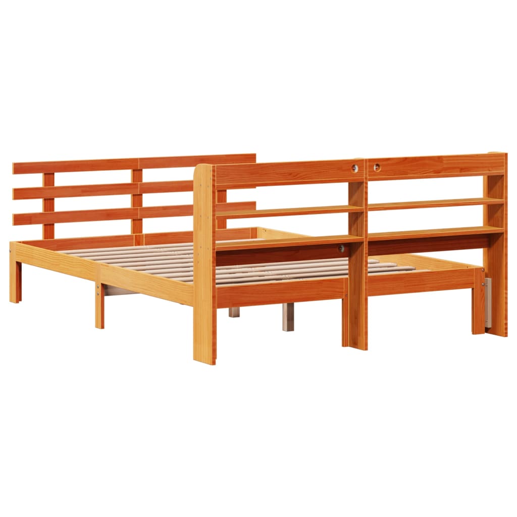 vidaXL Bettgestell mit Kopfteil ohne Matratze Wachsbraun 120x190 cm
