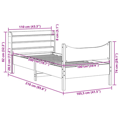 vidaXL Massivholzbett mit Kopfteil Wachsbraun 100x200 cm Kiefer