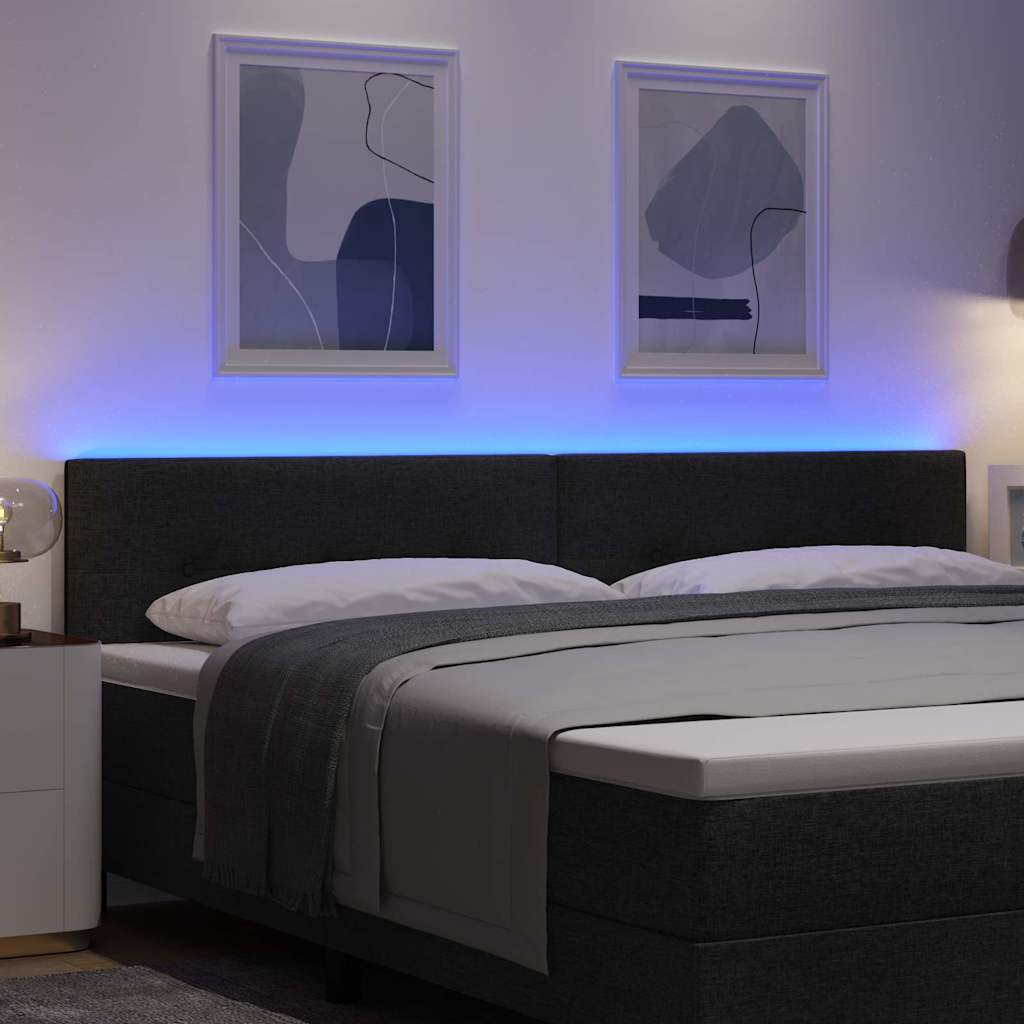 vidaXL LED Kopfteil mit LED-Lichtleisten Schwarz 200 cm Polyester