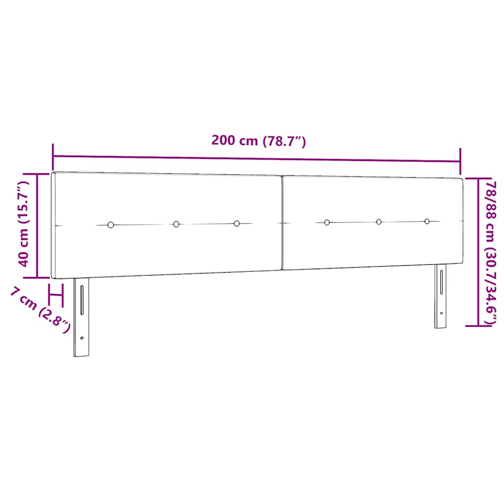 vidaXL LED Kopfteil mit LED-Lichtleisten Schwarz 200 cm Polyester