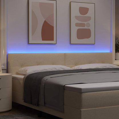 vidaXL LED Kopfteil mit LED-Lichtleisten Creme 200 cm Polyester