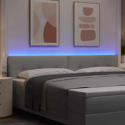 vidaXL LED Kopfteil mit LED-Lichtleisten Hellgrau 200 cm Polyester