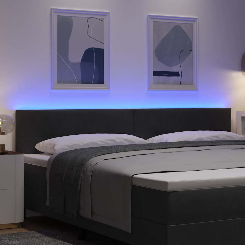 vidaXL LED Kopfteil mit LED-Lichtleisten Schwarz 200 cm Polyester