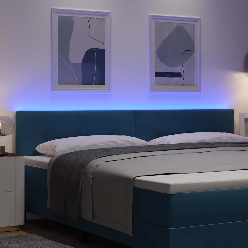 vidaXL LED Kopfteil mit LED-Lichtleisten Blau 200 cm Polyester