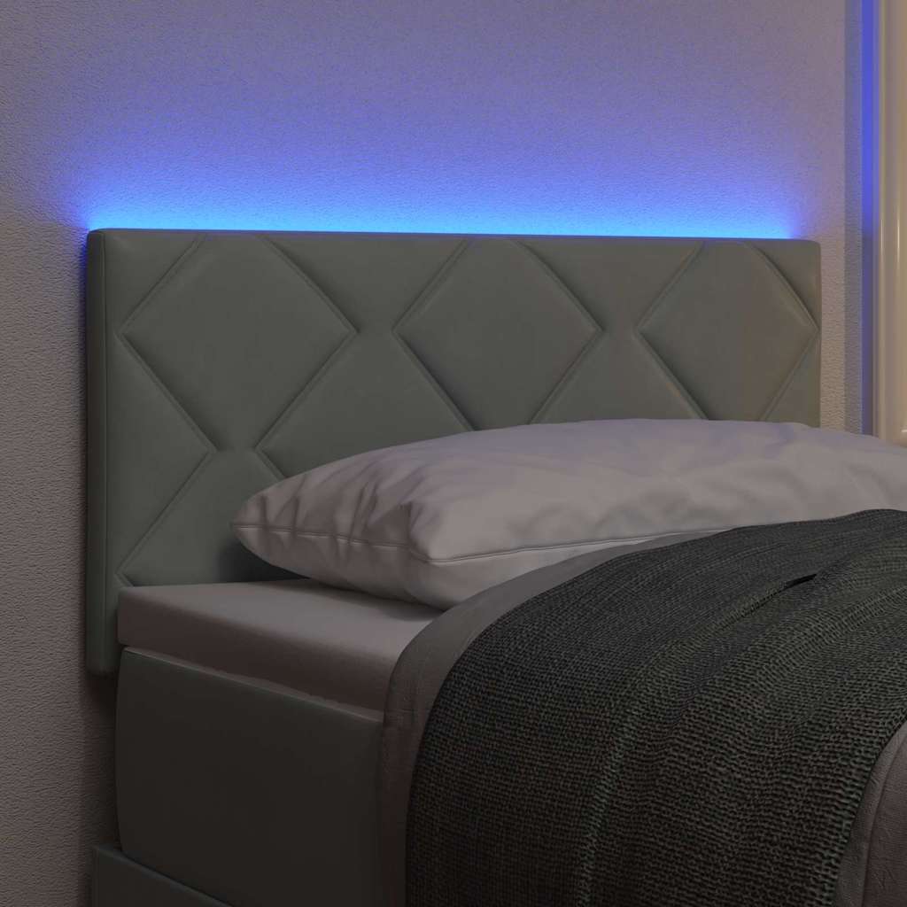 vidaXL LED Kopfteil Hellgrau 80 cm Kunstleder