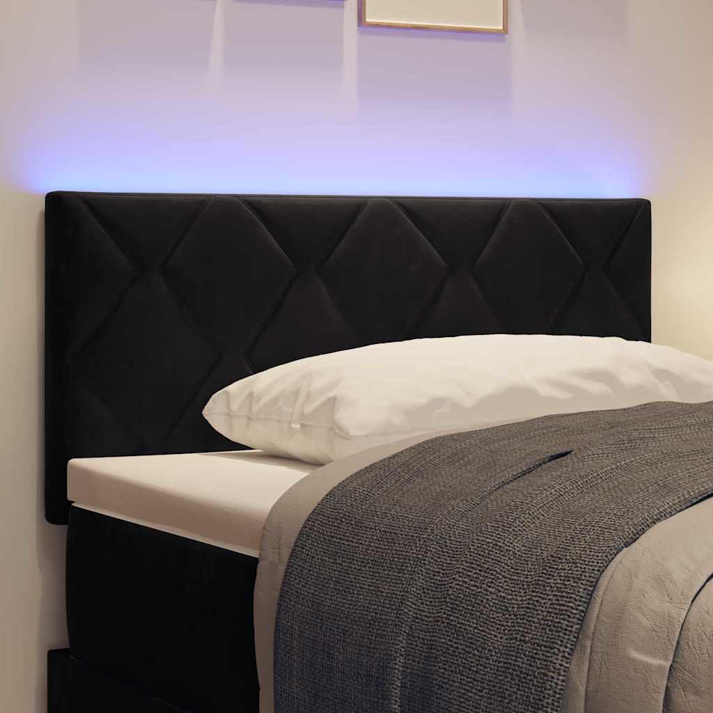 vidaXL LED Kopfteil Schwarz 90 cm Kunstleder