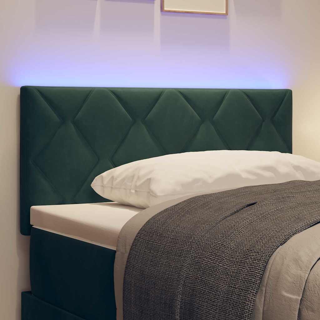 vidaXL LED Kopfteil Dunkelgrün 90 cm Kunstleder
