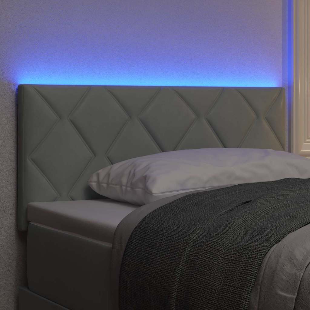 vidaXL LED Kopfteil Hellgrau 100 cm Kunstleder