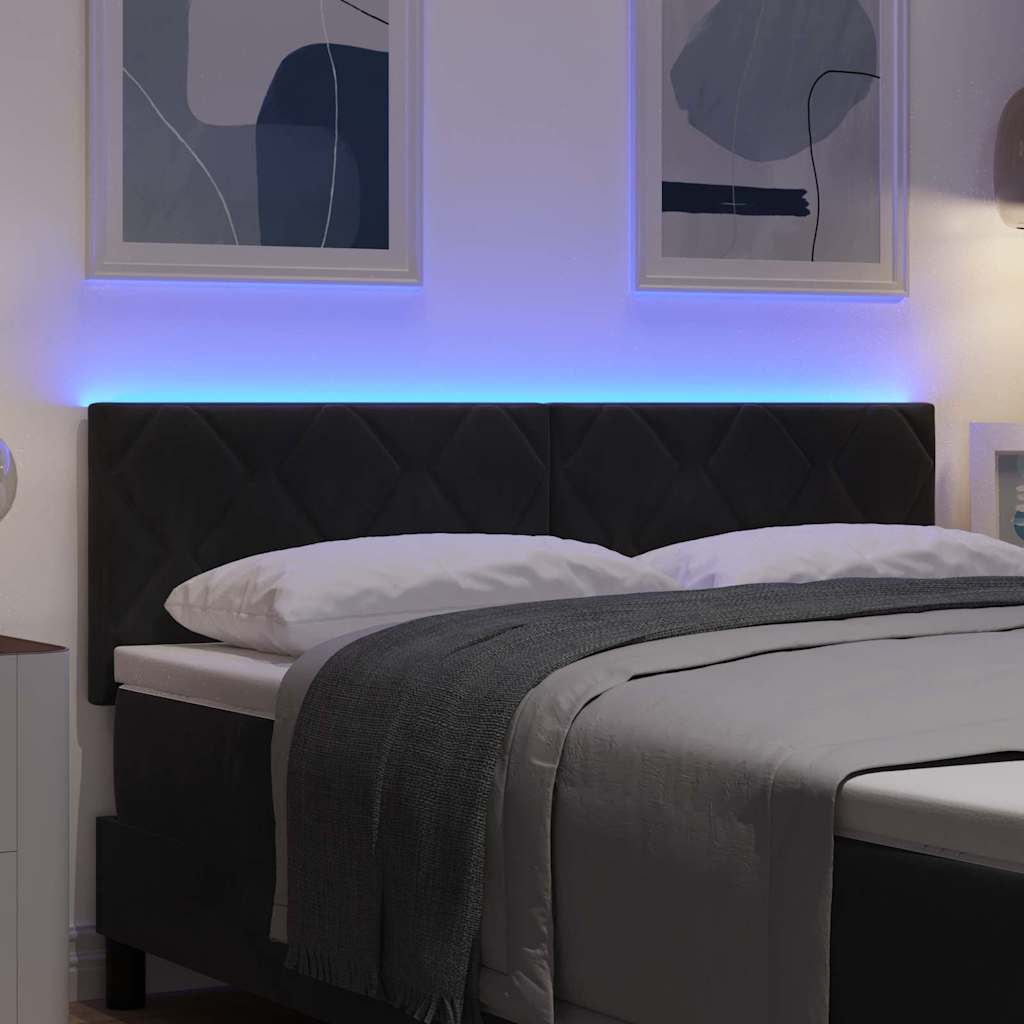 vidaXL LED Kopfteil Schwarz 144 cm Kunstleder