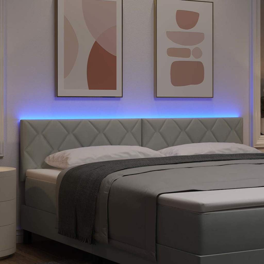 vidaXL LED Kopfteil Hellgrau 180 cm Kunstleder