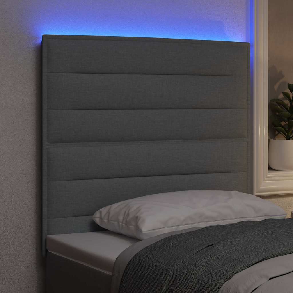 vidaXL LED Kopfteil mit LED-Lichtleisten Hellgrau 80 cm Polyester