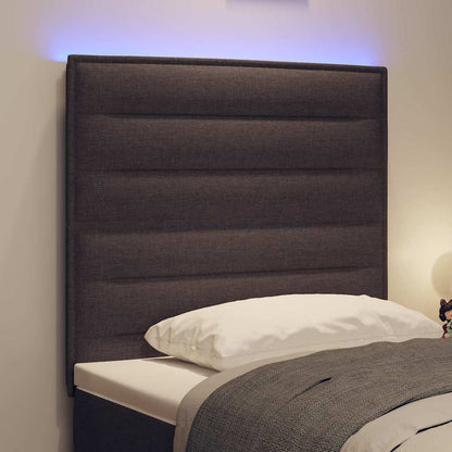 vidaXL LED Kopfteil mit LED-Lichtleisten Dunkelbraun 80 cm Polyester