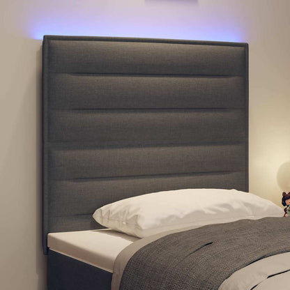 vidaXL LED Kopfteil mit LED-Lichtleisten Dunkelgrau 90 cm Polyester