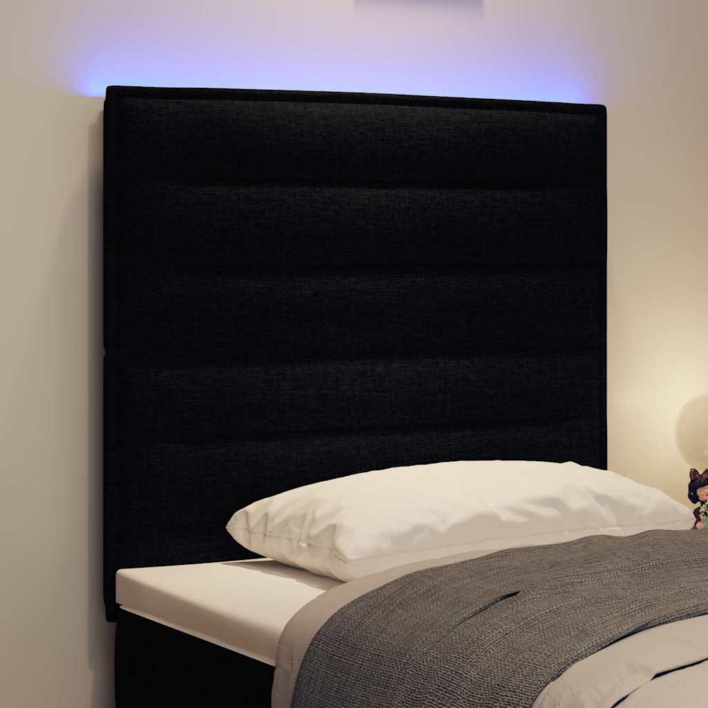 vidaXL LED Kopfteil mit LED-Lichtleisten Schwarz 90 cm Polyester