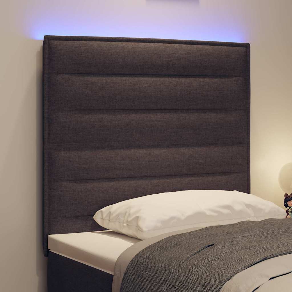 vidaXL LED Kopfteil mit LED-Lichtleisten Dunkelbraun 90 cm Polyester